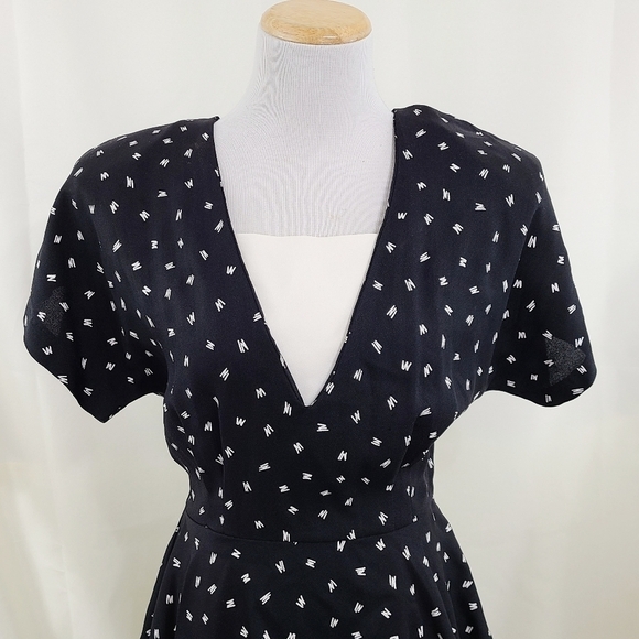 Vintage Dawn Joy peplum dress black and white abstract size 9 - Picture 3 of 6